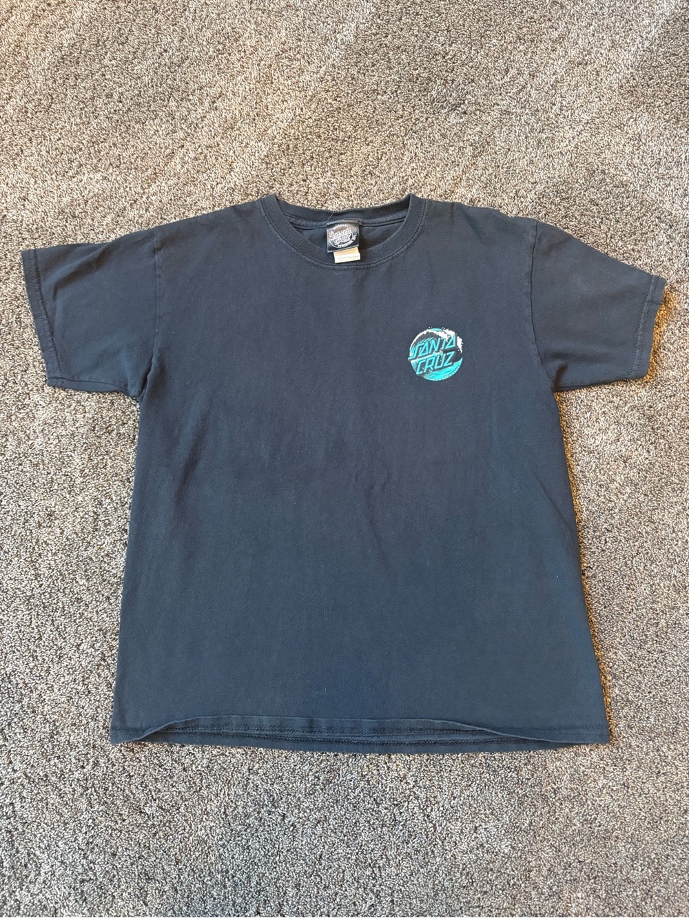 Santa Cruz Skateboards Black Short Sleeve Tee with Teal Logo
